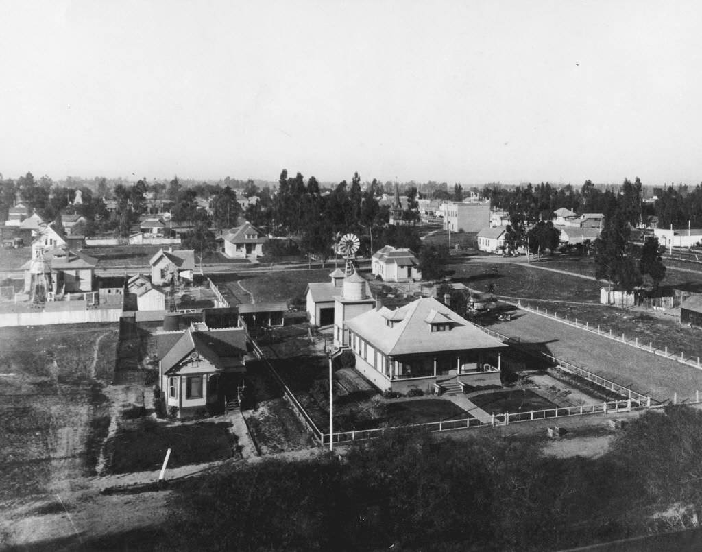 Birds-Eye-View of Anaheim from the Del Campo Hotel, 1899