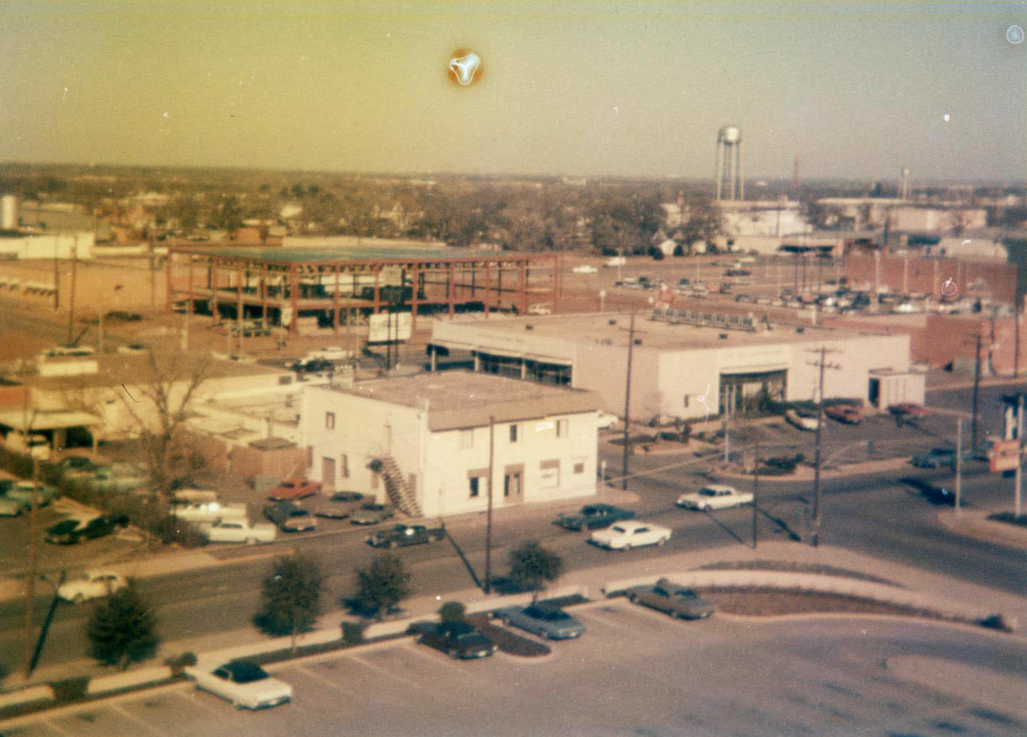 Downtown Arlington.1973. A bank is under construction. The photo appears to have been taken from the roof of the First Baptist Church, facing northeast.