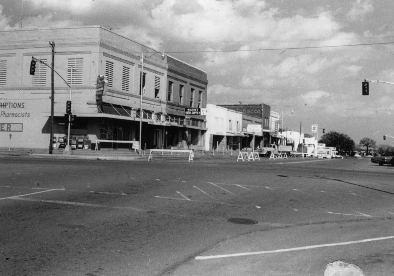 Downtown Arlington being prepared for a demolition in 1972.