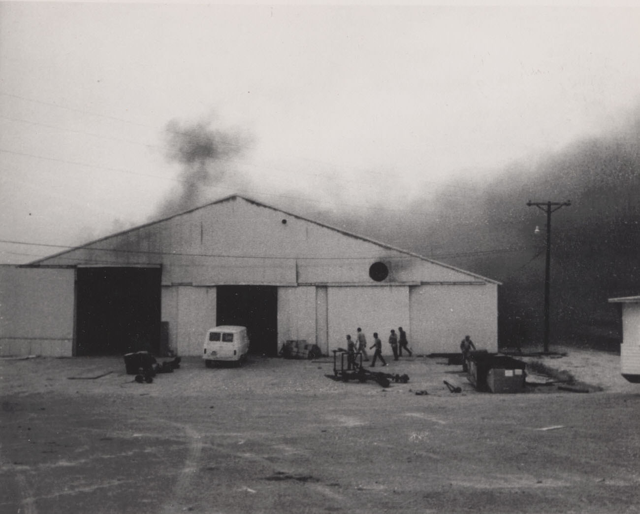 A building on fire a 4500 S. Cooper Street in Arlington, Texas, 1970