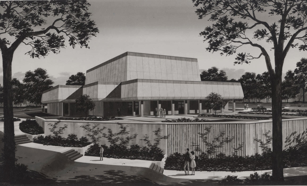 The architectural sketch for the J. C. Duncan Community Center in Vendergriff Park from 1972.