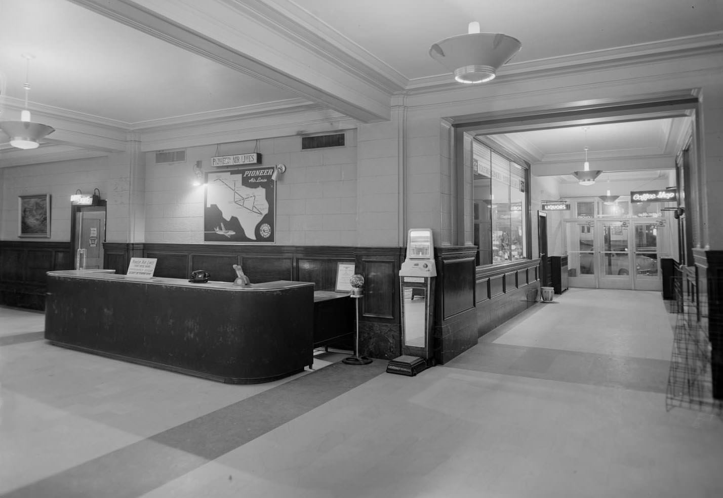 Austin Hotel Entrance and Reception Area, 1954
