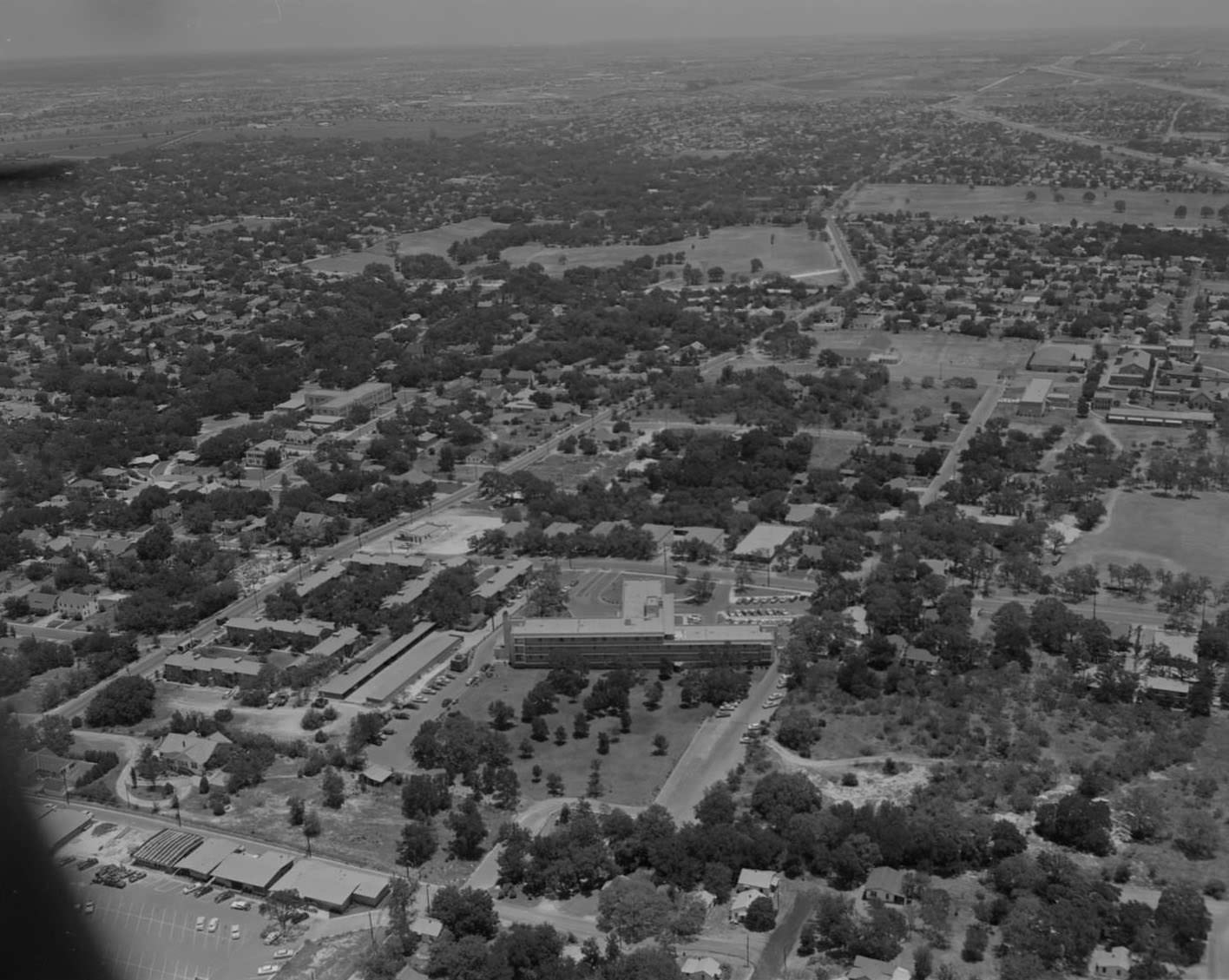 Aerial view of 919 E. 32nd St. - St. David's Hospital, 1956