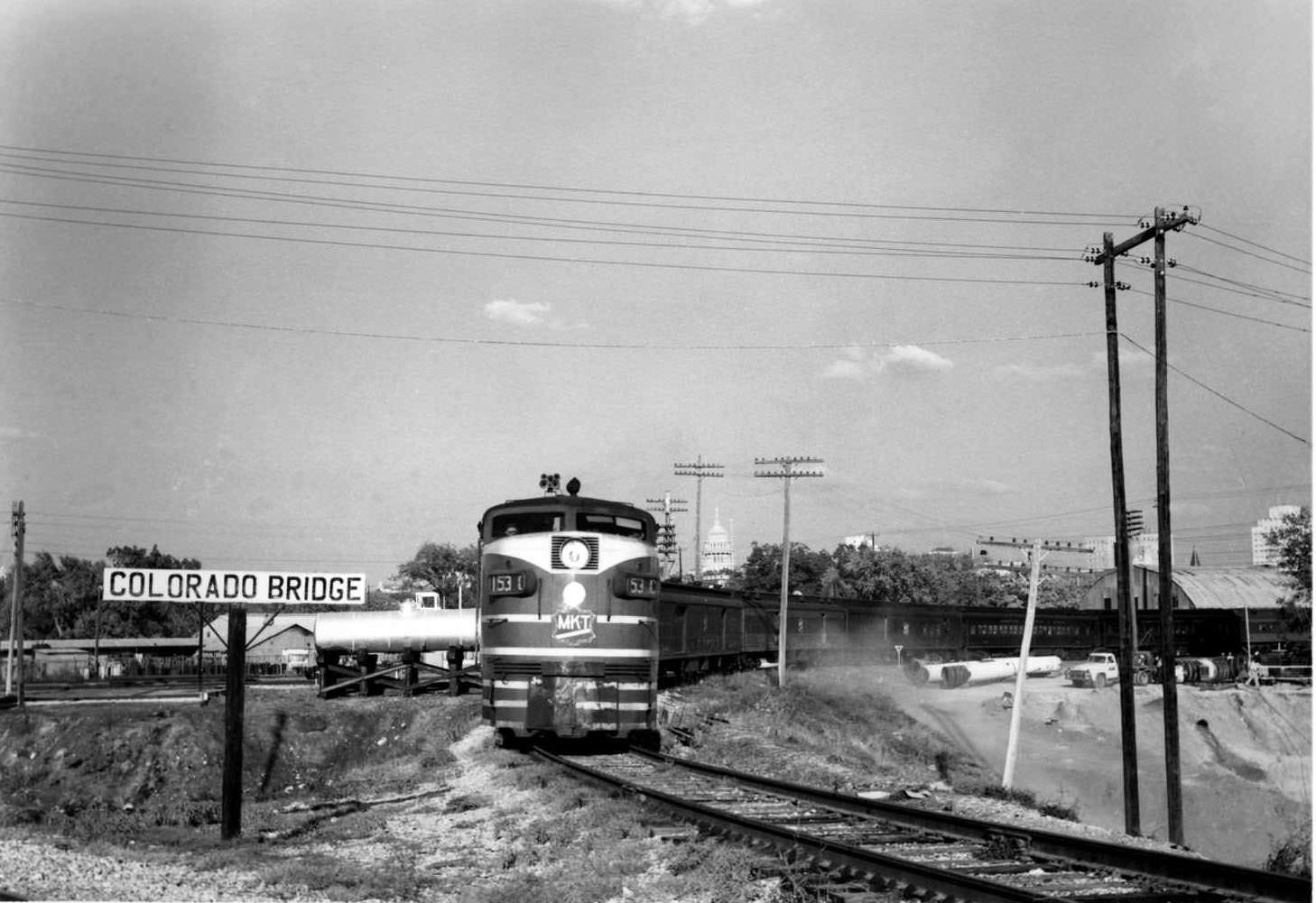 The Bluebonnet departing from Austin, 1954