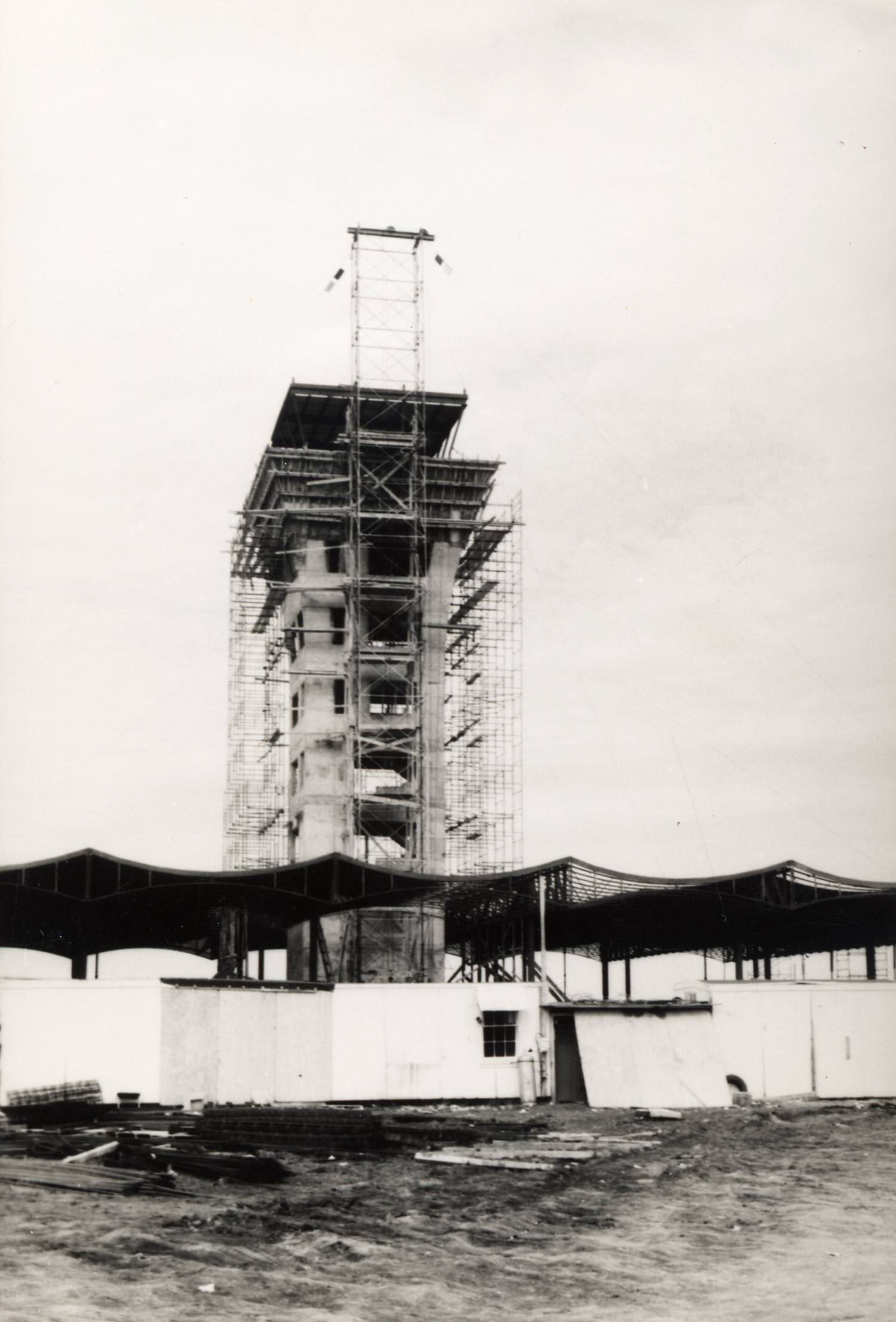 Construction of the control tower at Mueller Municipal Airport in Austin, Texas, 1960