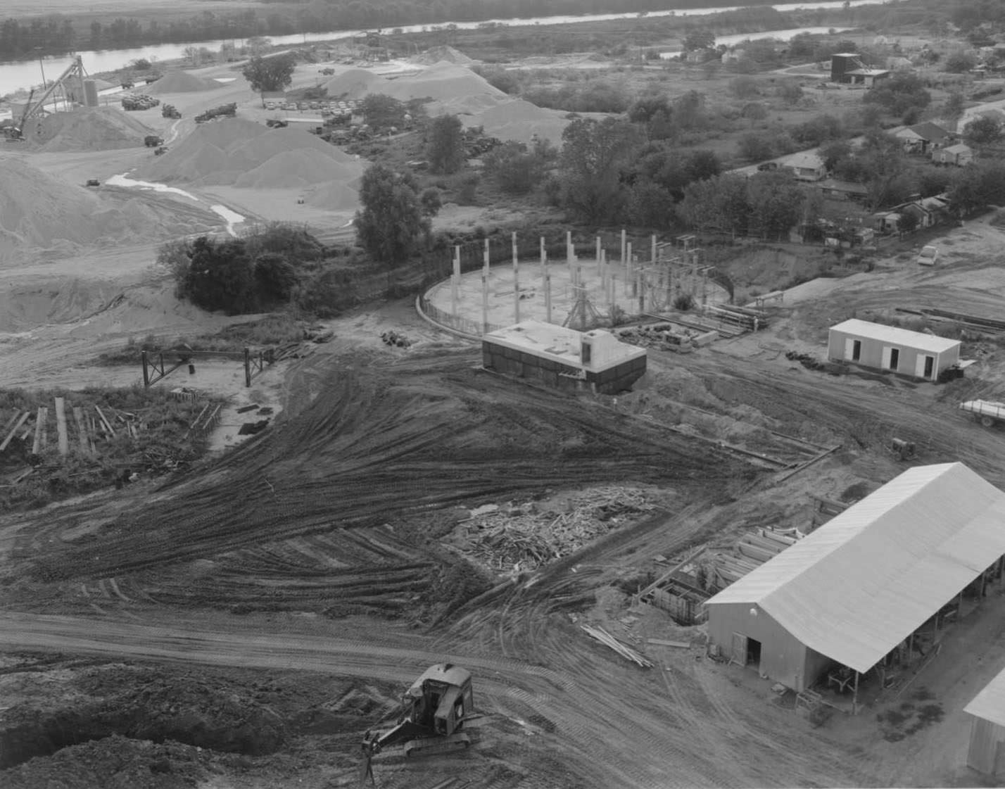 Aerial view of Austin Power Plant Construction, 1959