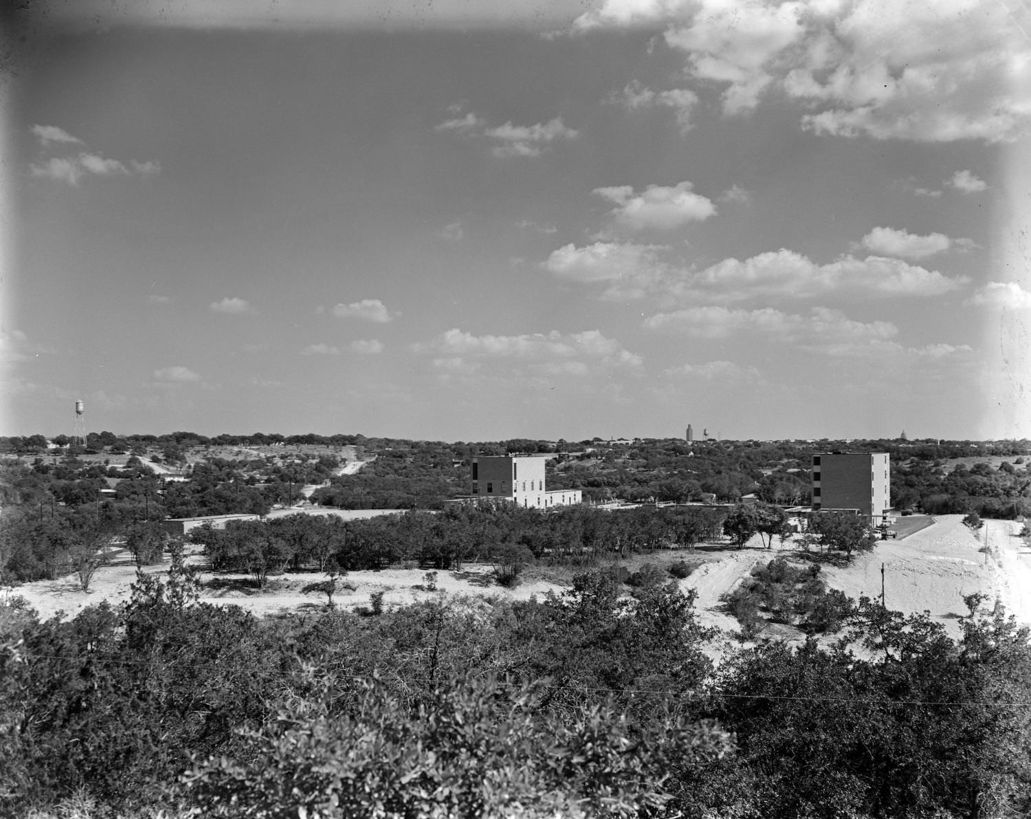 Buildings on a hill northwest of downtown Austin, Texas, 1955