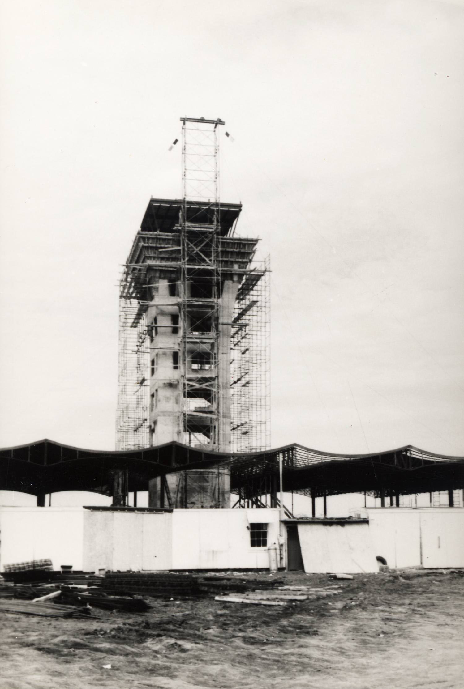 Construction of the control tower at Mueller Municipal Airport in Austin, Texas, 1960