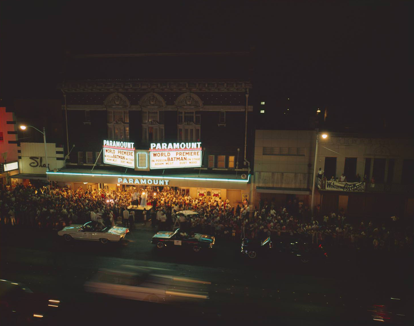 The premiere of the movie Batman at the Paramount Theater in Austin, 1966