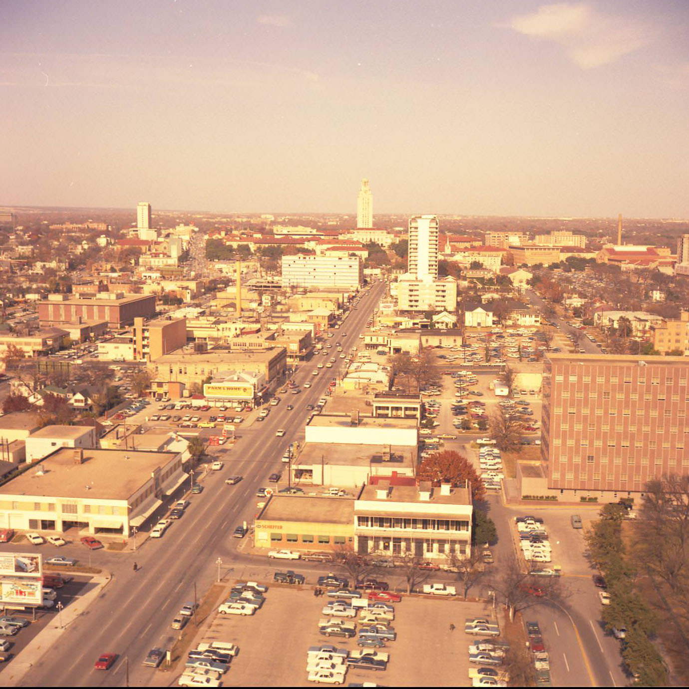 Aerial show of Lavaca St. looking north, Austin, 1960s