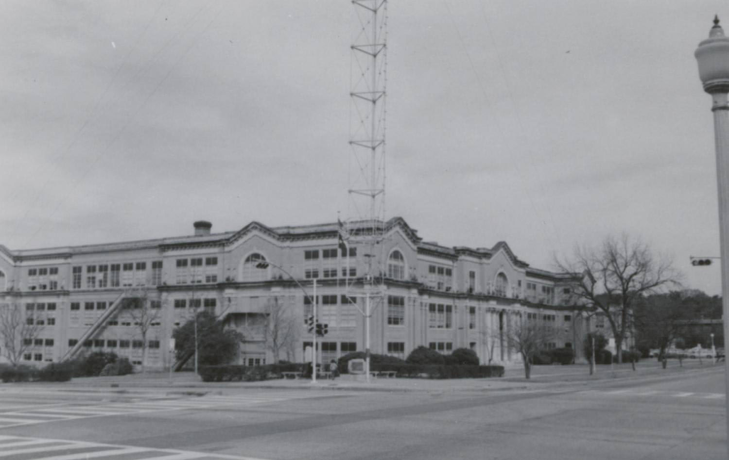Austin High School Rio Grande Campus from the corner of 12th Street and Rio Grande Street looking north, 1960s