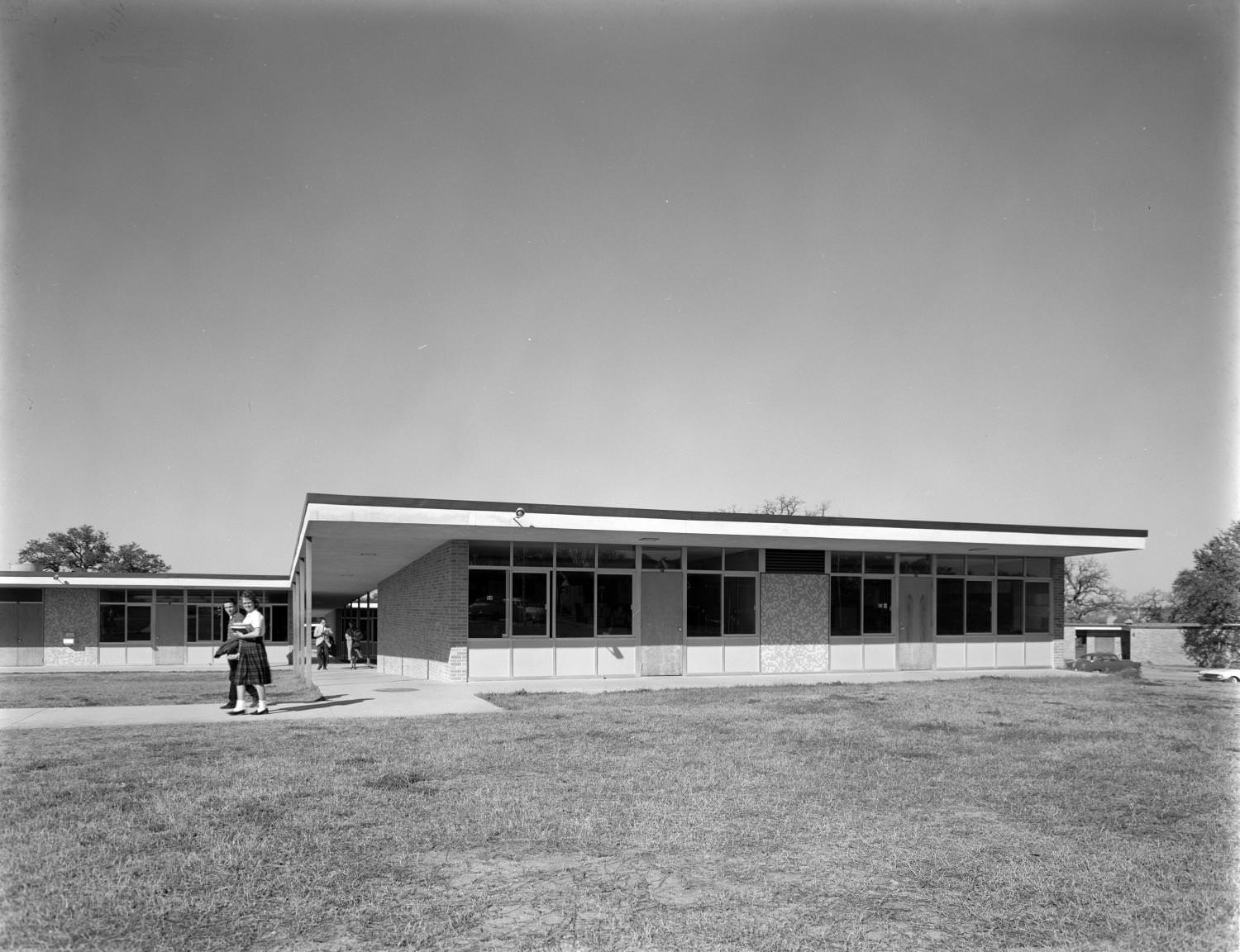 Students at School Building, 1961
