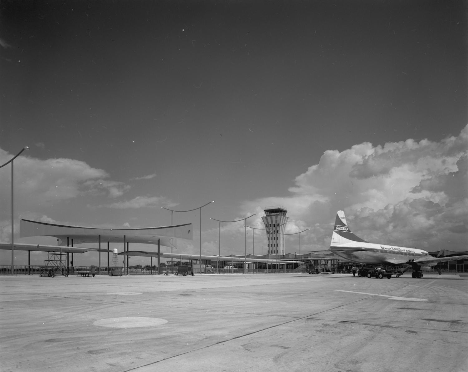 Austin Municipal Airport terminal taken from the tarmac, 1961