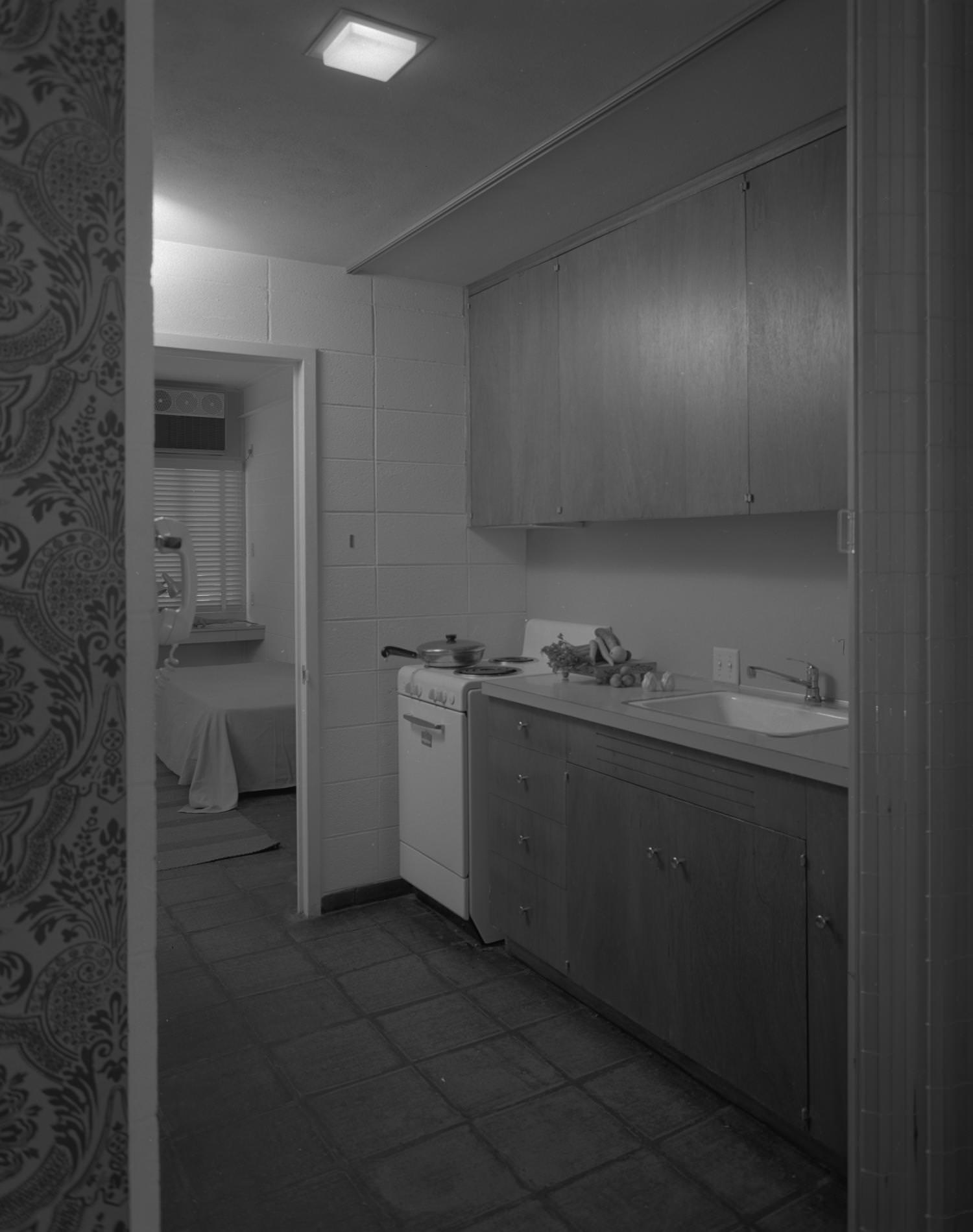 A small apartment kitchen area, 1960