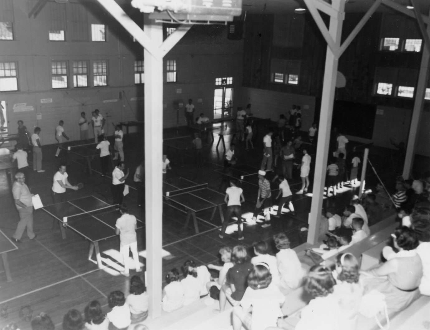 Inter-playground table tennis tournament at Austin Athletic Center, 1961.