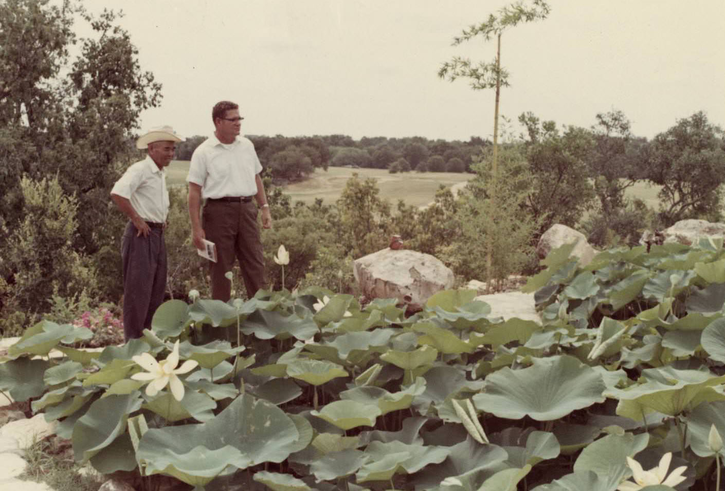 Mr. Taniguchi and Mr. Robinson in the Oriental Garden, 1969.