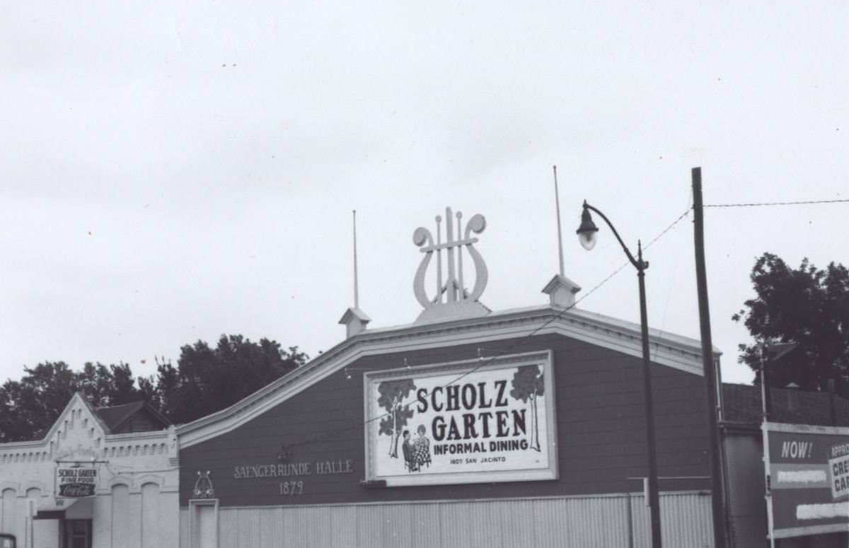 Saengerrunde Halle and Scholz Garten beer garden at 1607 San Jacinto, 1965