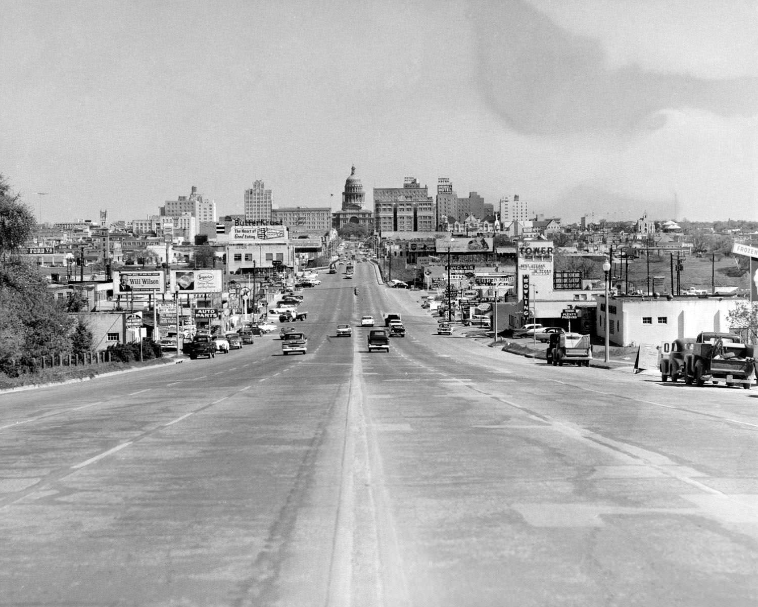 View of Congress Avenue to Capitol, 1961.