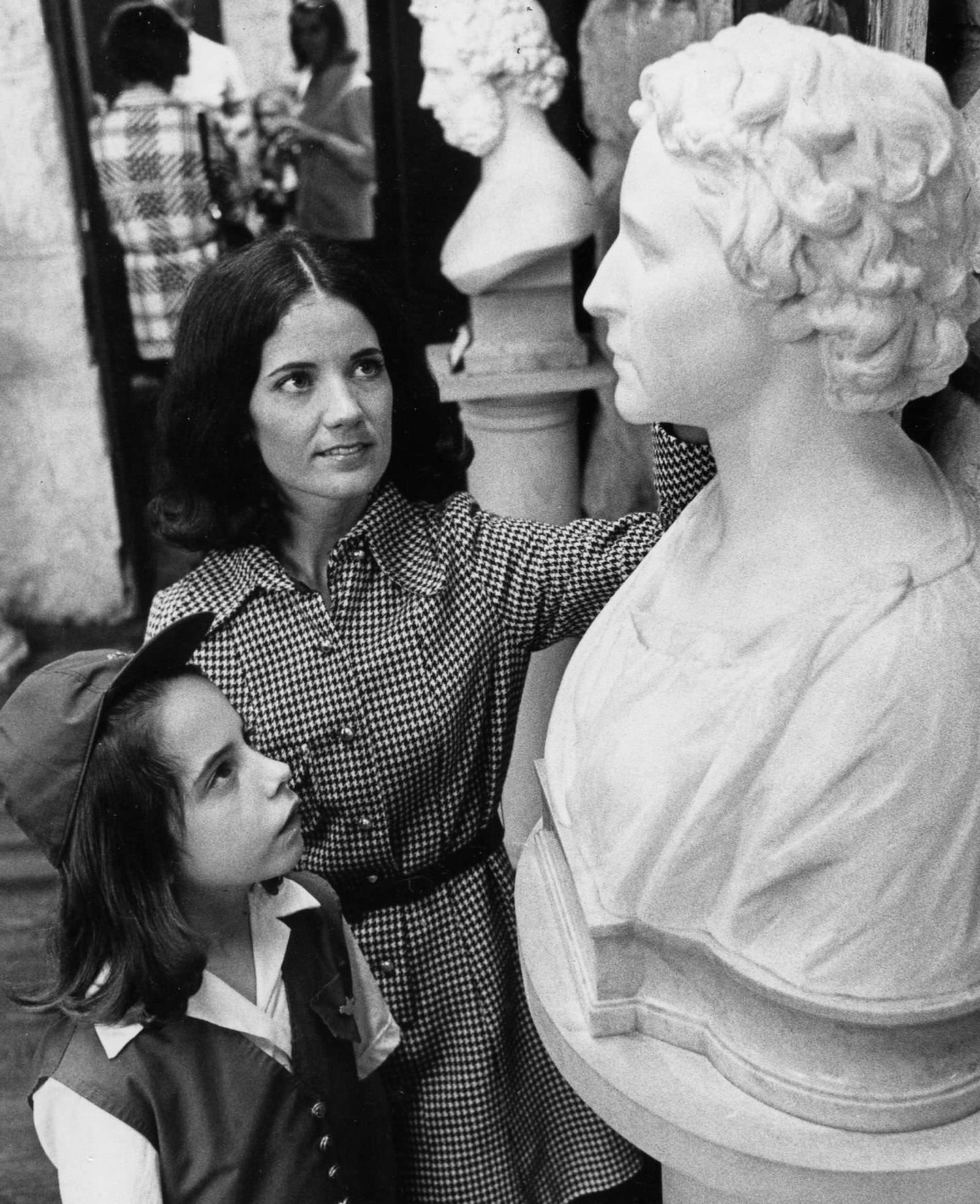 Visitors and bust of Elisabet Ney at the Elisabet Ney Museum, 1969