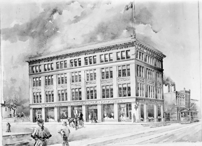 Architectural drawing of the William A. Hover & Company building, 14th (Fourteenth) and Lawrence Street, Denver, 1900