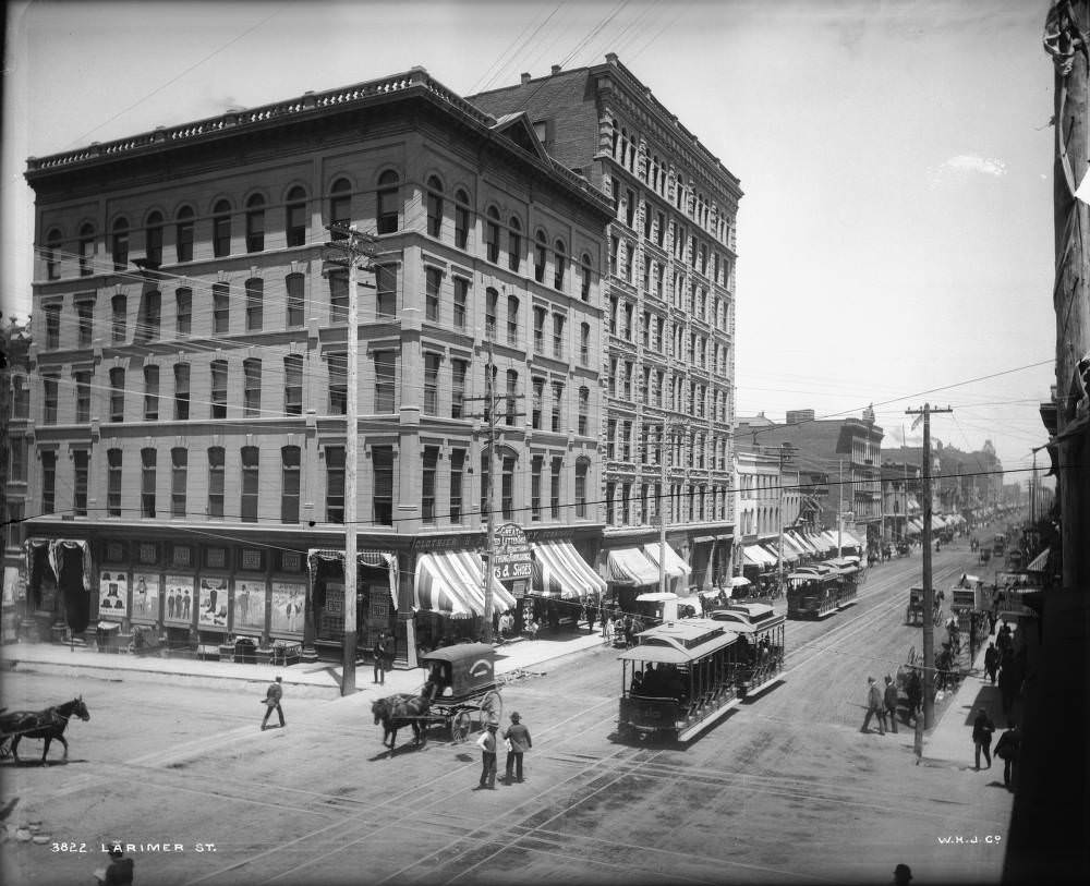 View of Larimer Street from 16th (Sixteenth) Street in Denver, Denver County, 1900