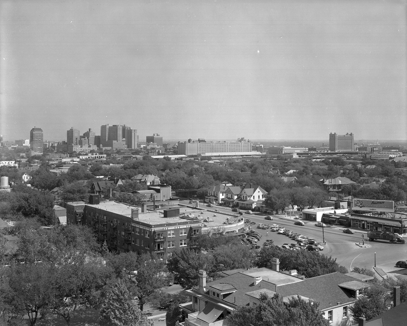 Skyline of Fort Worth, Texas, from Methodist Hospital, corner of Henderson Street and Pennsylvania Avenue, 1948.