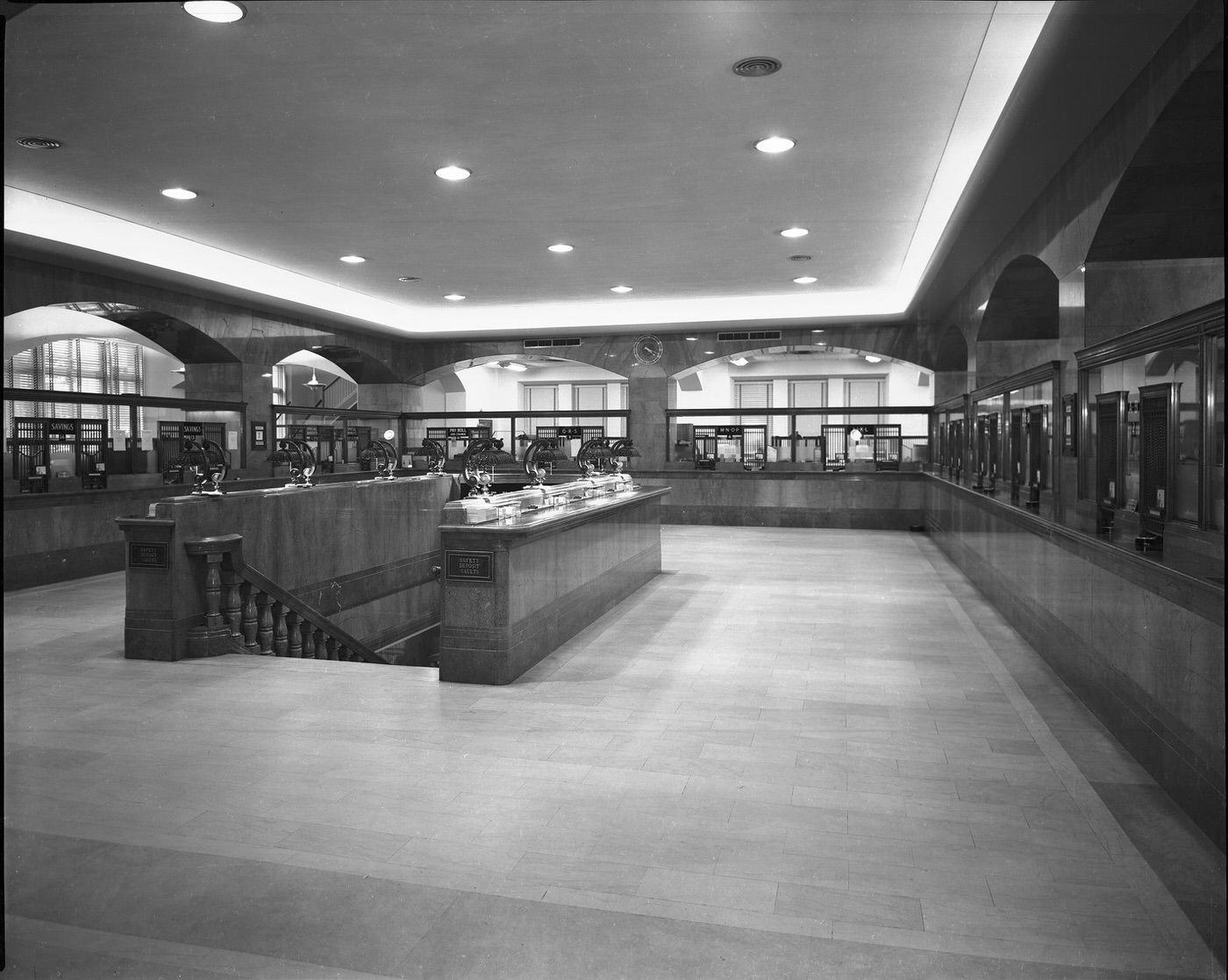 Fort Worth National Bank building interior, 1948