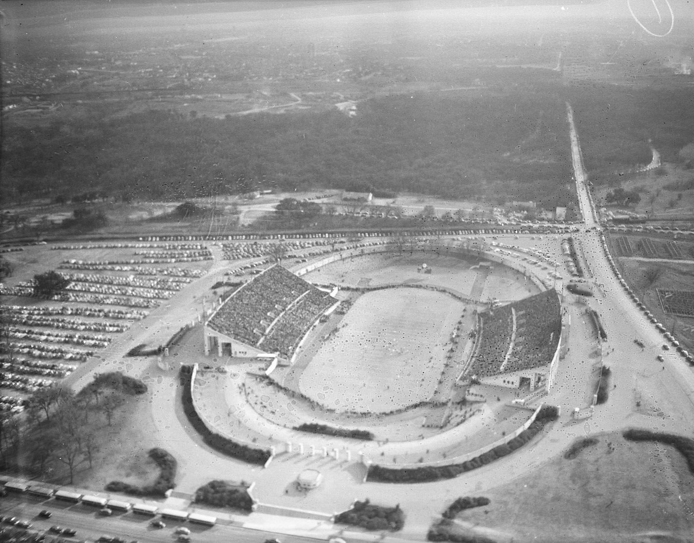Air view of Farrington Field, 1945