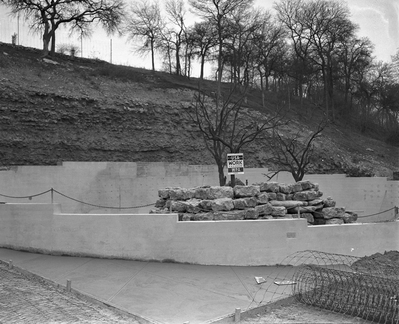 Forest Park Zoo Monkey Mountain under construction, 1948