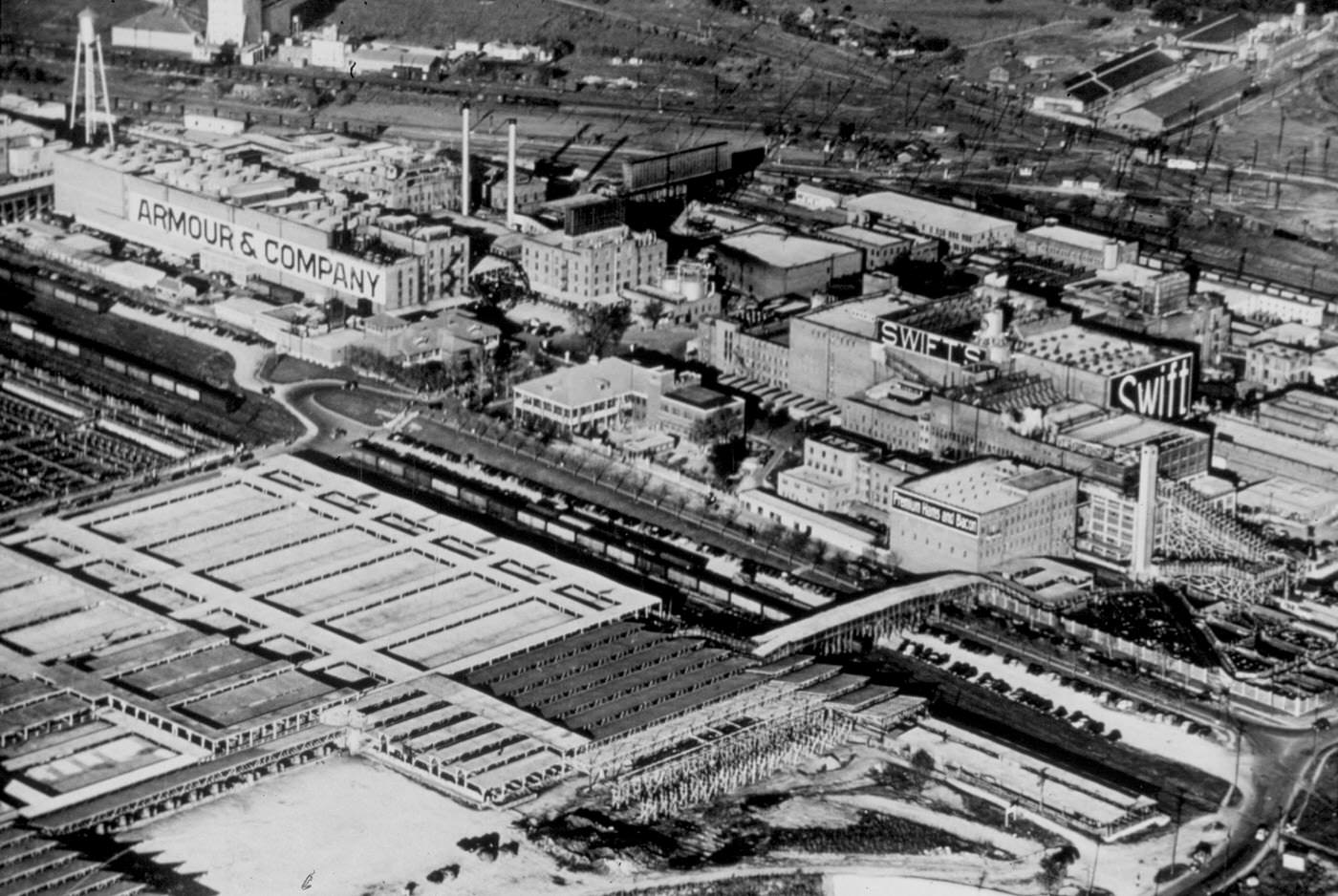 Armour and Swift meat packing plants in the Fort Worth Stockyards, 1940