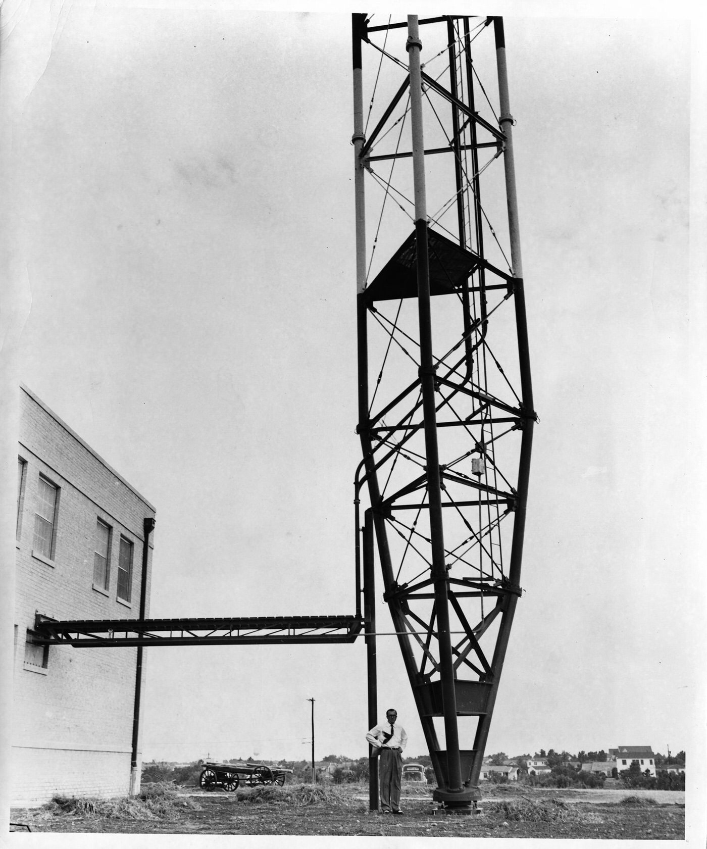 Base of TV tower at WBAP-TV, 1949