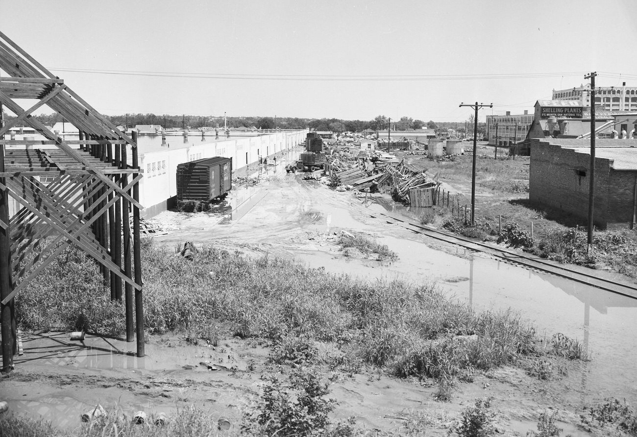 Flood damage looking north east, 1949