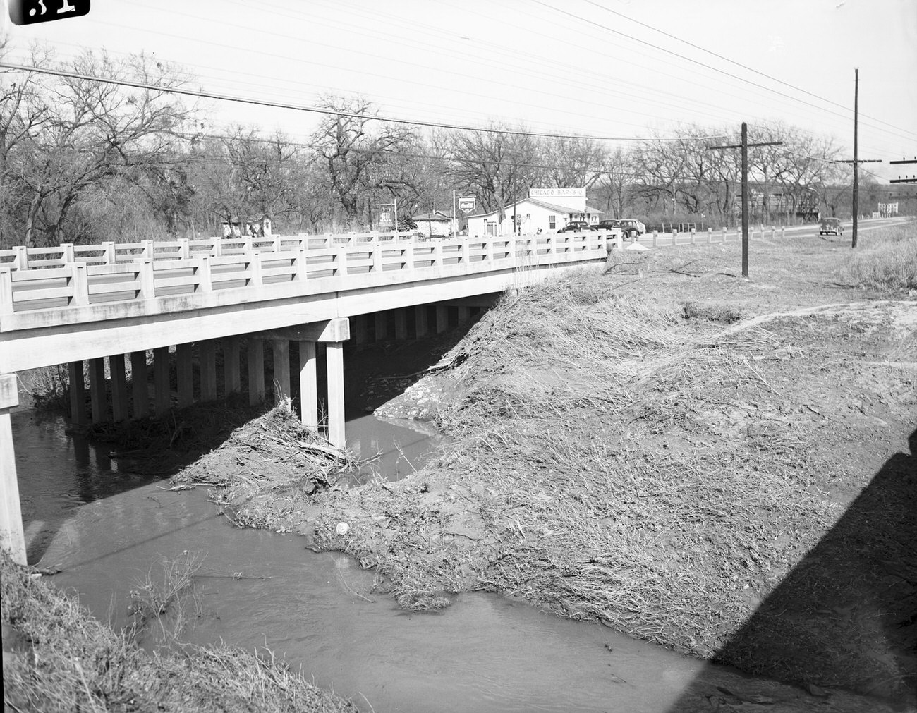 Village Creek at normal stage along the Fort Worth-Dallas pike.