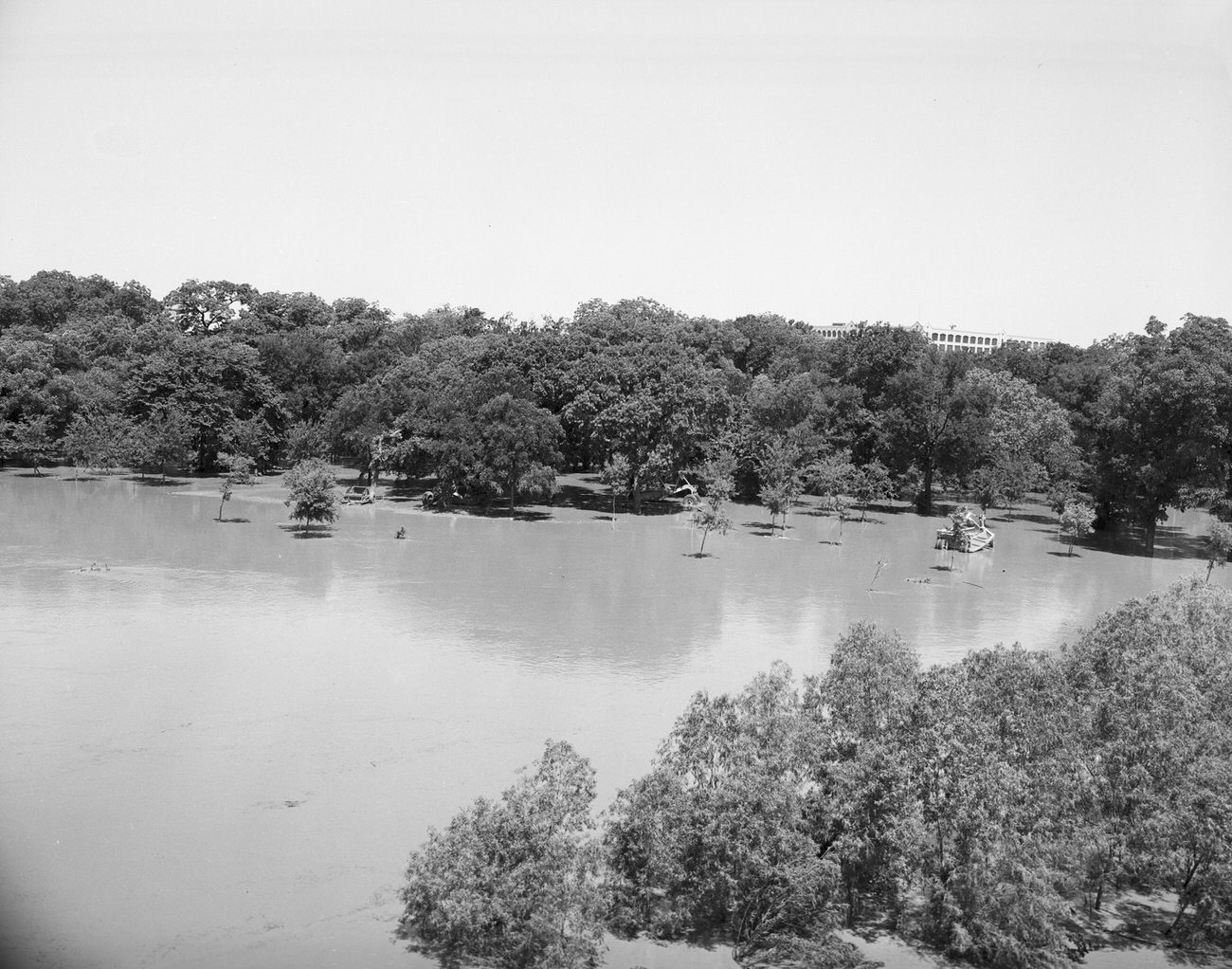 Flood damage at what might be a park, 1949