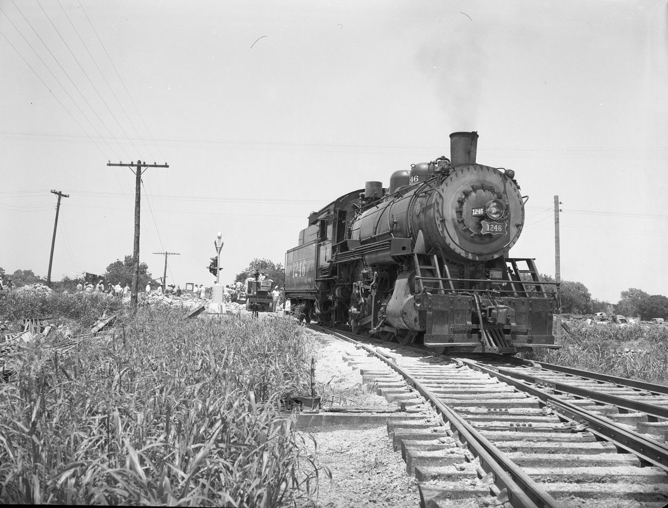 Flood damage looking east from Henderson Street, 1949