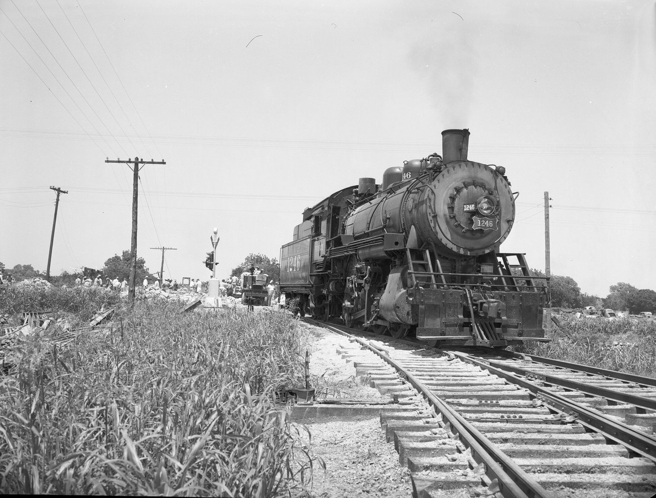 Flood damage looking east from Henderson Street, 1949