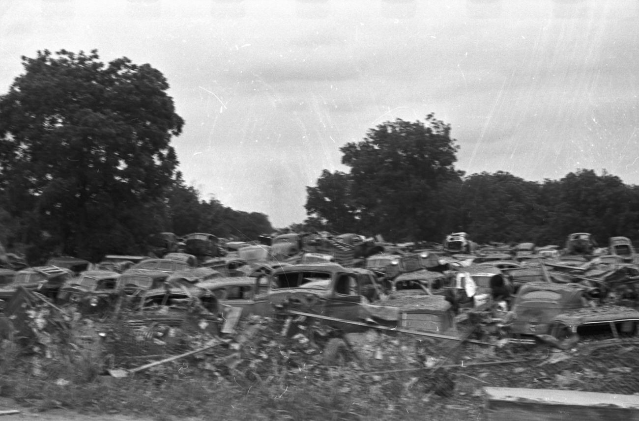 Flood scenes of commercial and residential buildings, 1949