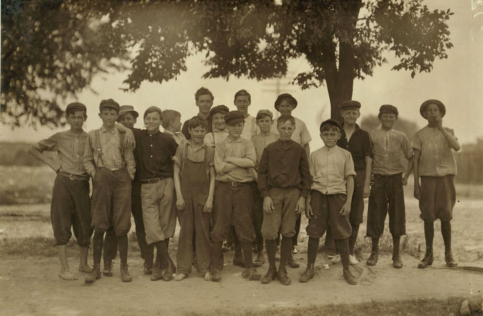 These boys, and others, work in the Chesapeake Knitting Mills, Berkley, 1911