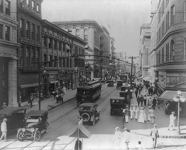 Granby Street from the corner of City Hall Avenue, Norfolk, 1915.