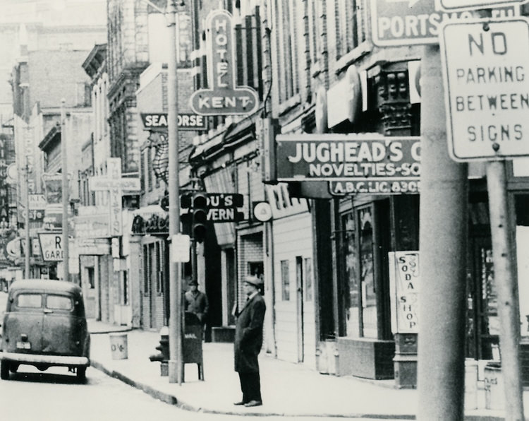 Main Street looking West, 1940s