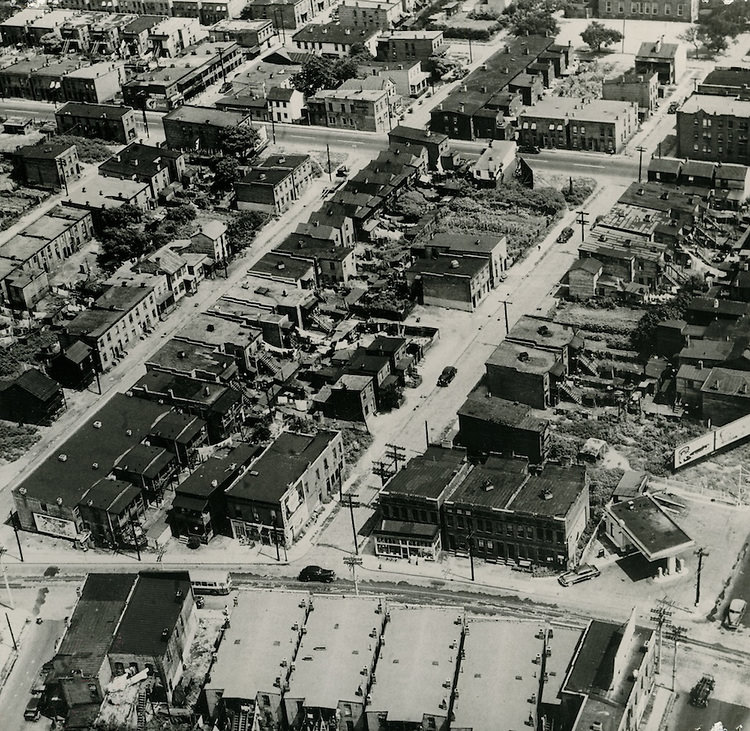 Aerial view of Norfolk, 1940s