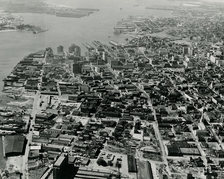 Early view looking West of Downtown Norfolk, 1940s