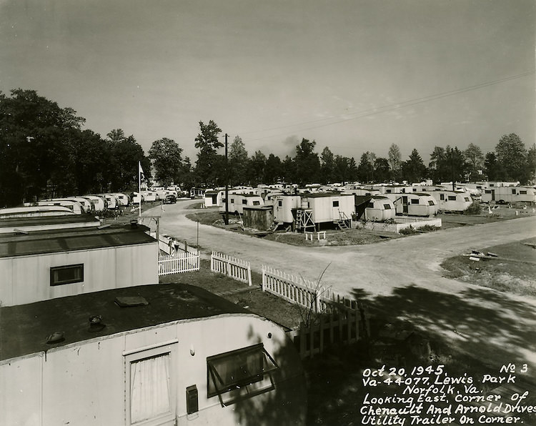 Looking East, Corner of Chenault and Arnold Drives.Utility Trailer on corner, 1945