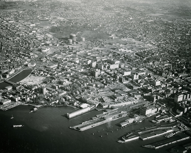 Looking North at Docks & Waterfront Freemason Area, 1952