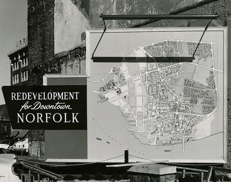Map of Redevelopment of downtown Norfolk, 1950s