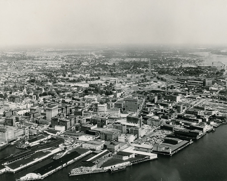 Aerial view looking Northeast, 1950s