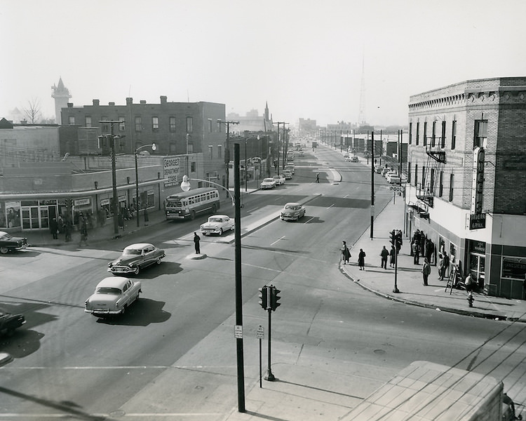 Downtown North (R-8)...Brambleton Avenue (After). Photograph shows newly widened Brambleton Avenue and surroundind redeveloped area, 1958