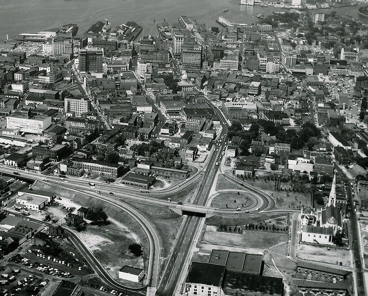 Looking west down City hall Avenue, 1950s