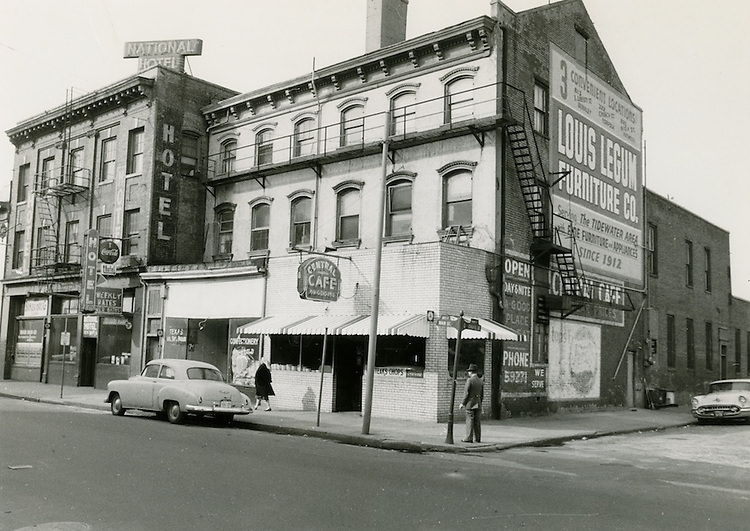 East Main Street. View of Corner of Main Street and Chapel Street, 1958