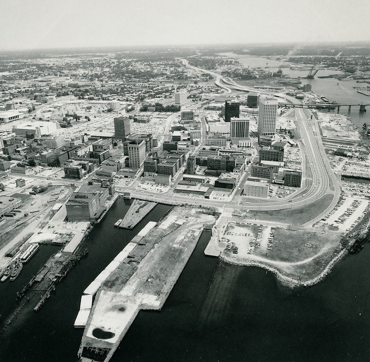 View of Freemason Harbor & Downtown. 1960s